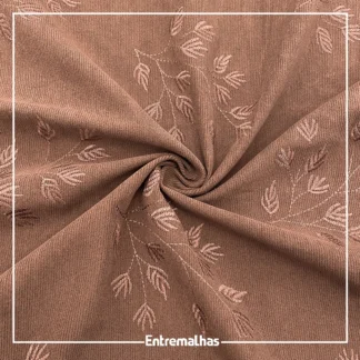 Tecido Veludo Bordado - Marrom Ref.:874071