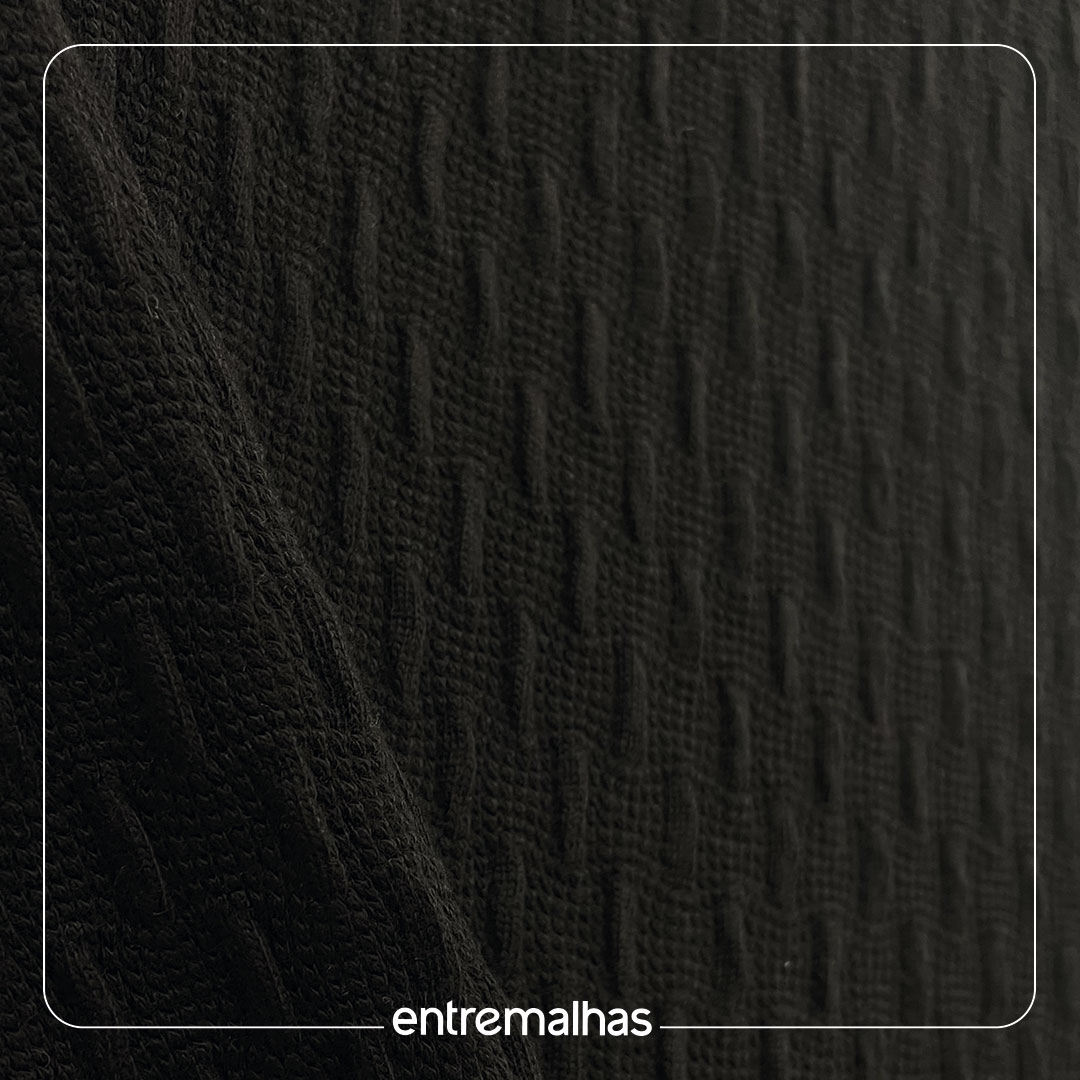 Malha Tricot Tracejado 3D - Preto Ref.:330137