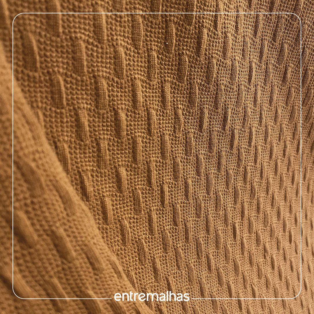 Malha Tricot Tracejado 3D - Caramelo Ref.:330137