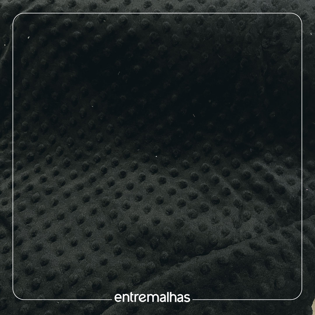 Malha Coral Fleece Dots- Preto Ref.:330022