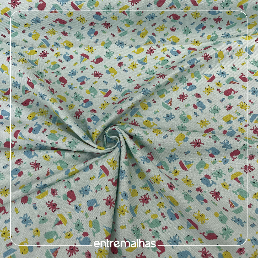 Tecido Fustão Estampado- Verde Ref.: 859732