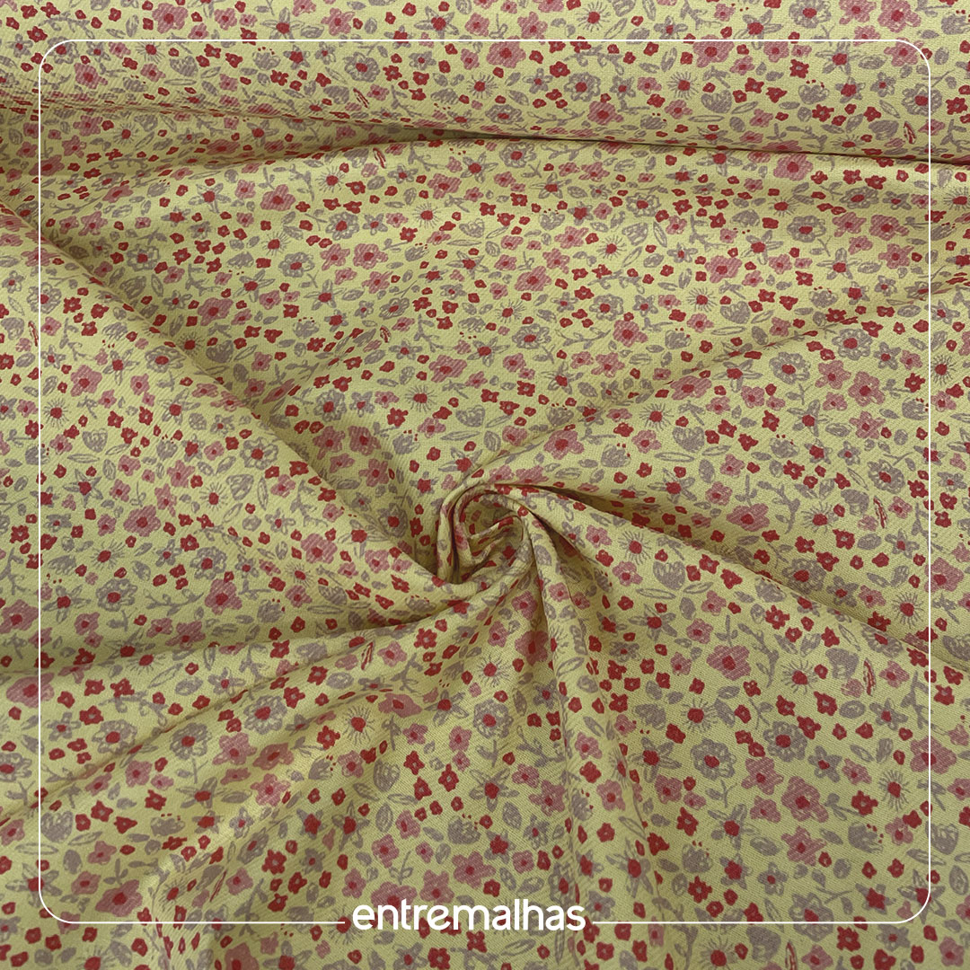 Tecido Fustão Estampado - Amarelo Ref.: 859732