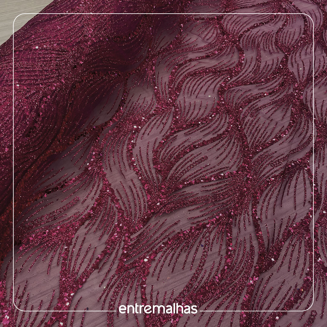 Renda Tela Glitter - Rosa Ref.: 814186