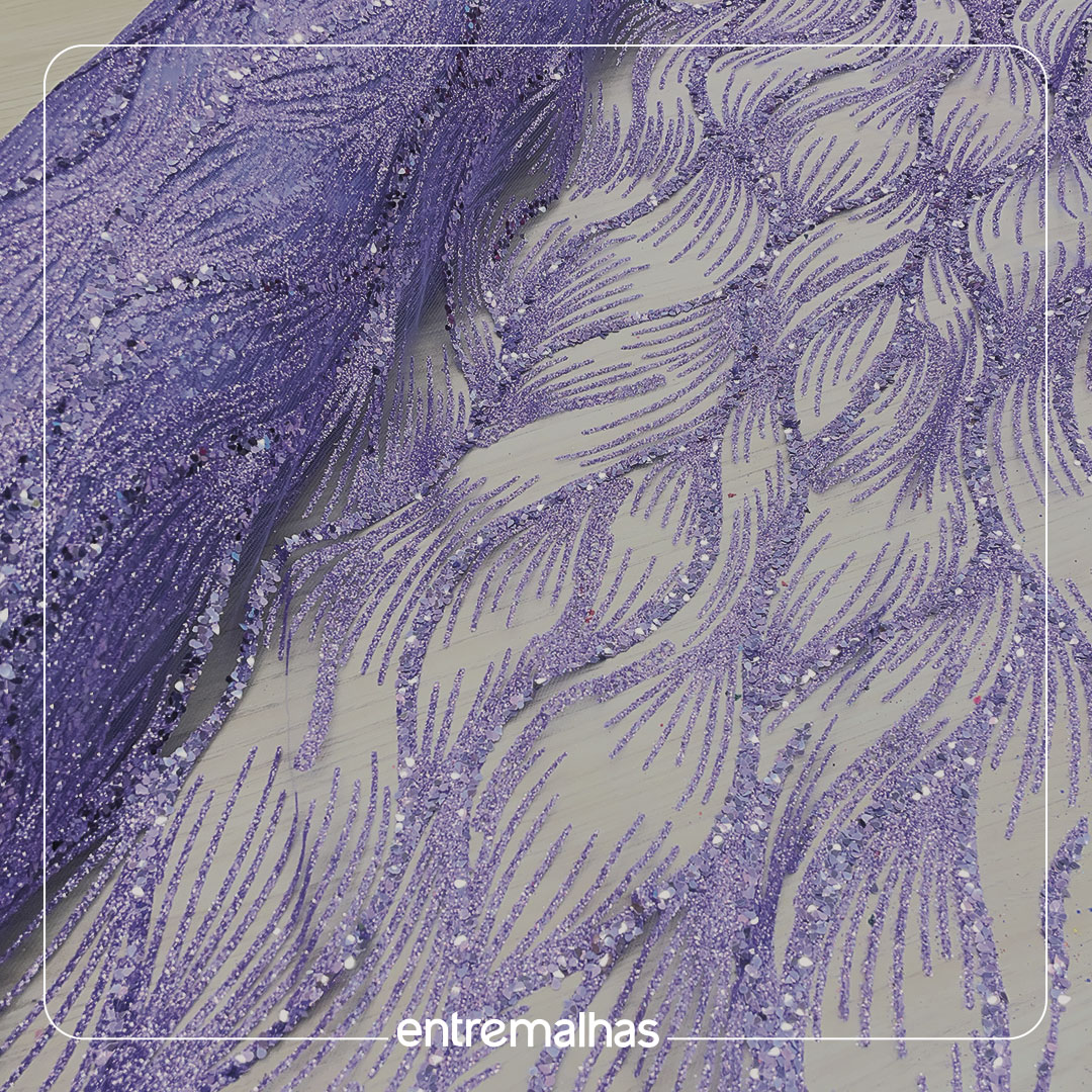 Renda Tela Glitter - Roxo Ref.: 814186