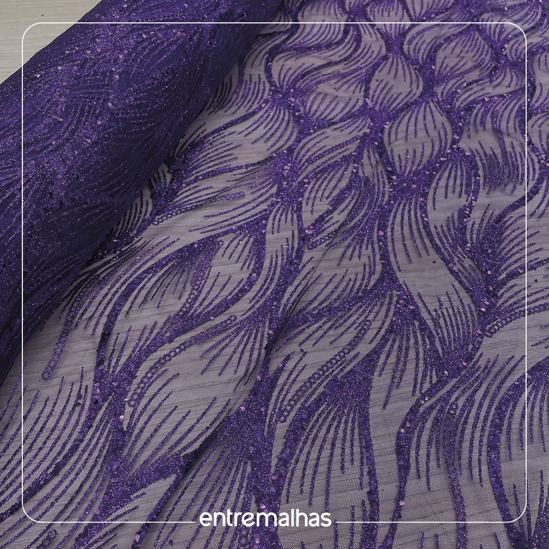 Renda Tela Glitter - Roxo Ref.: 814186