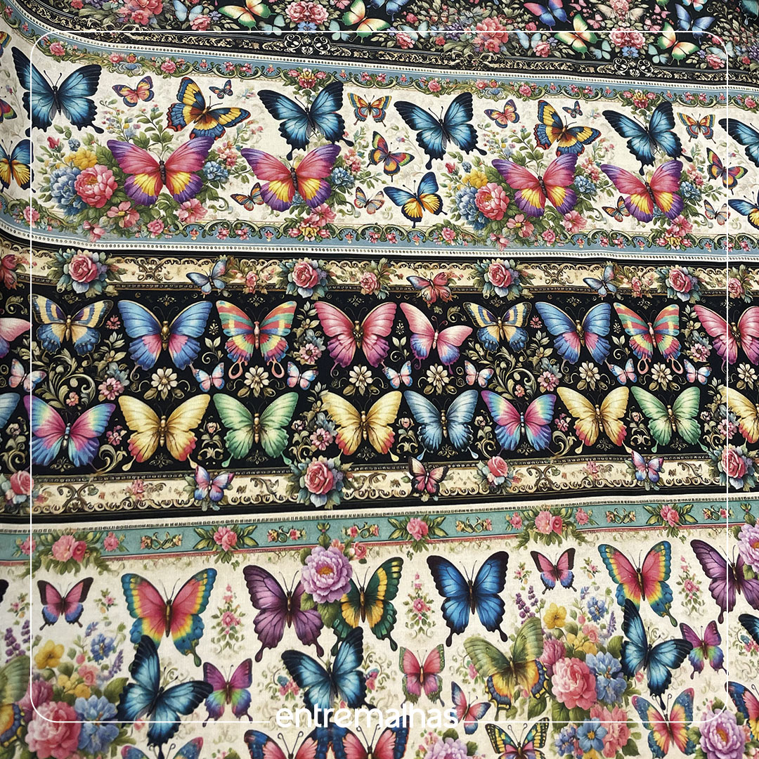 Tecido Tricoline Estampa Digital Borboleta - Ref.:858250
