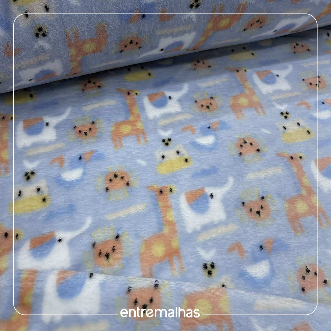 Malha Fleece Estampado - Azul Ref.:330098