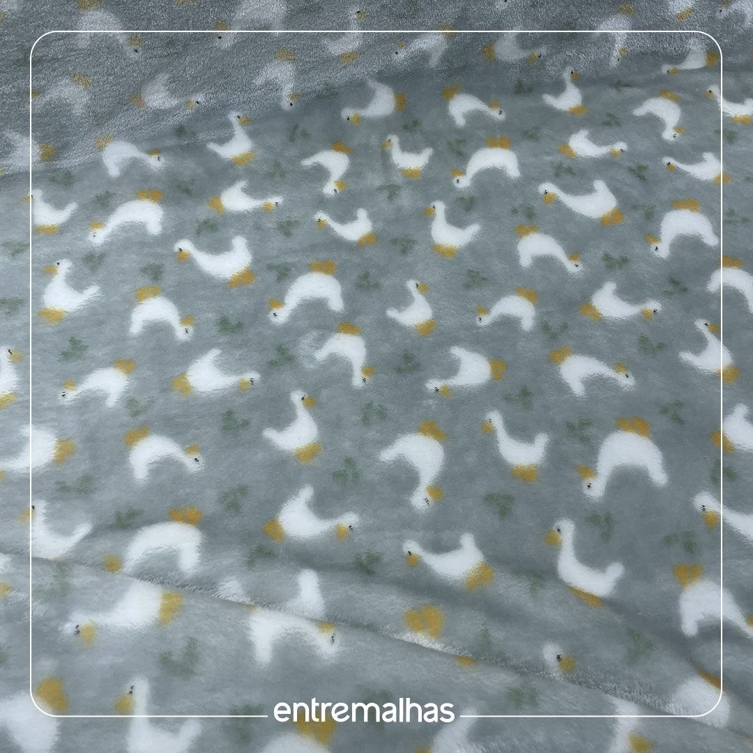 Malha Fleece Estampado - Cinza Ref.:330098