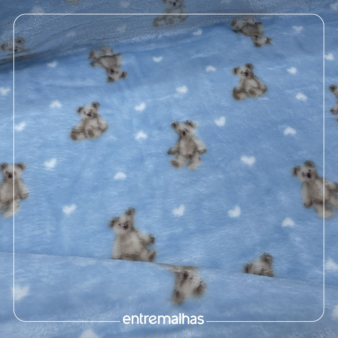 Malha Fleece Estampado - Azul Ref.:330098