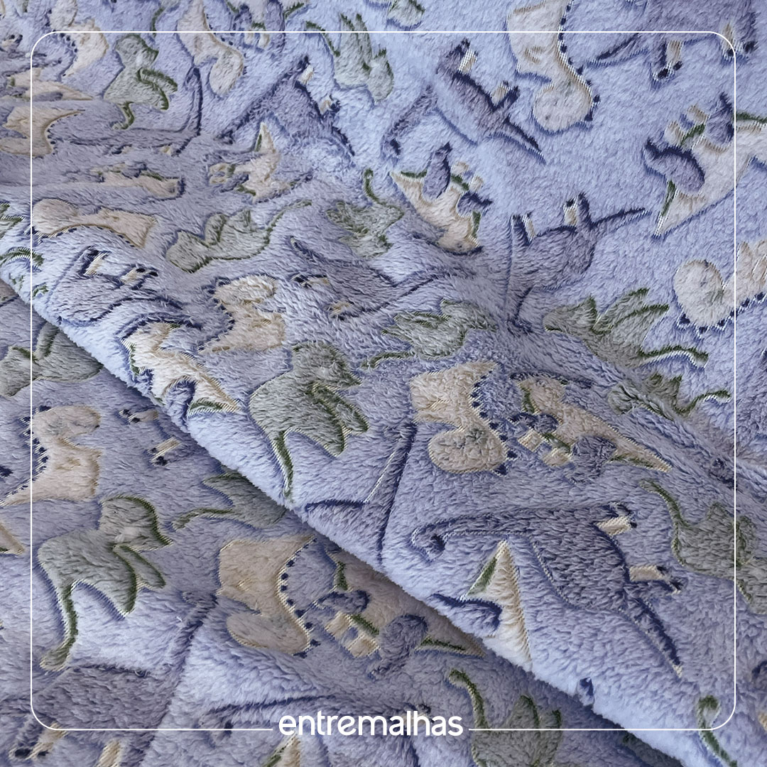 Malha Fleece 3D Estampado - Azul Ref.:330145
