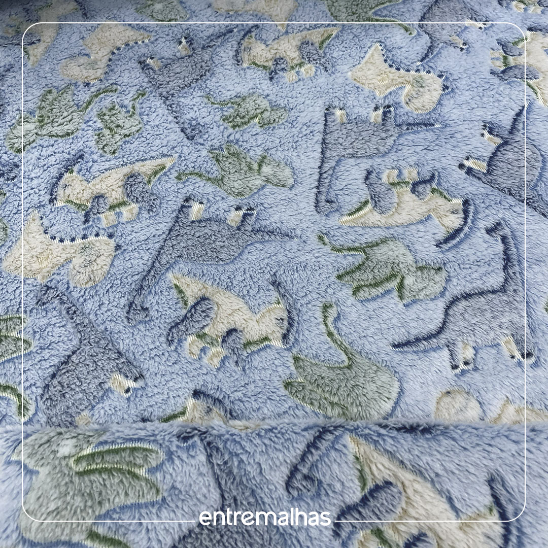 Malha Fleece 3D Estampado - Azul Ref.:330145