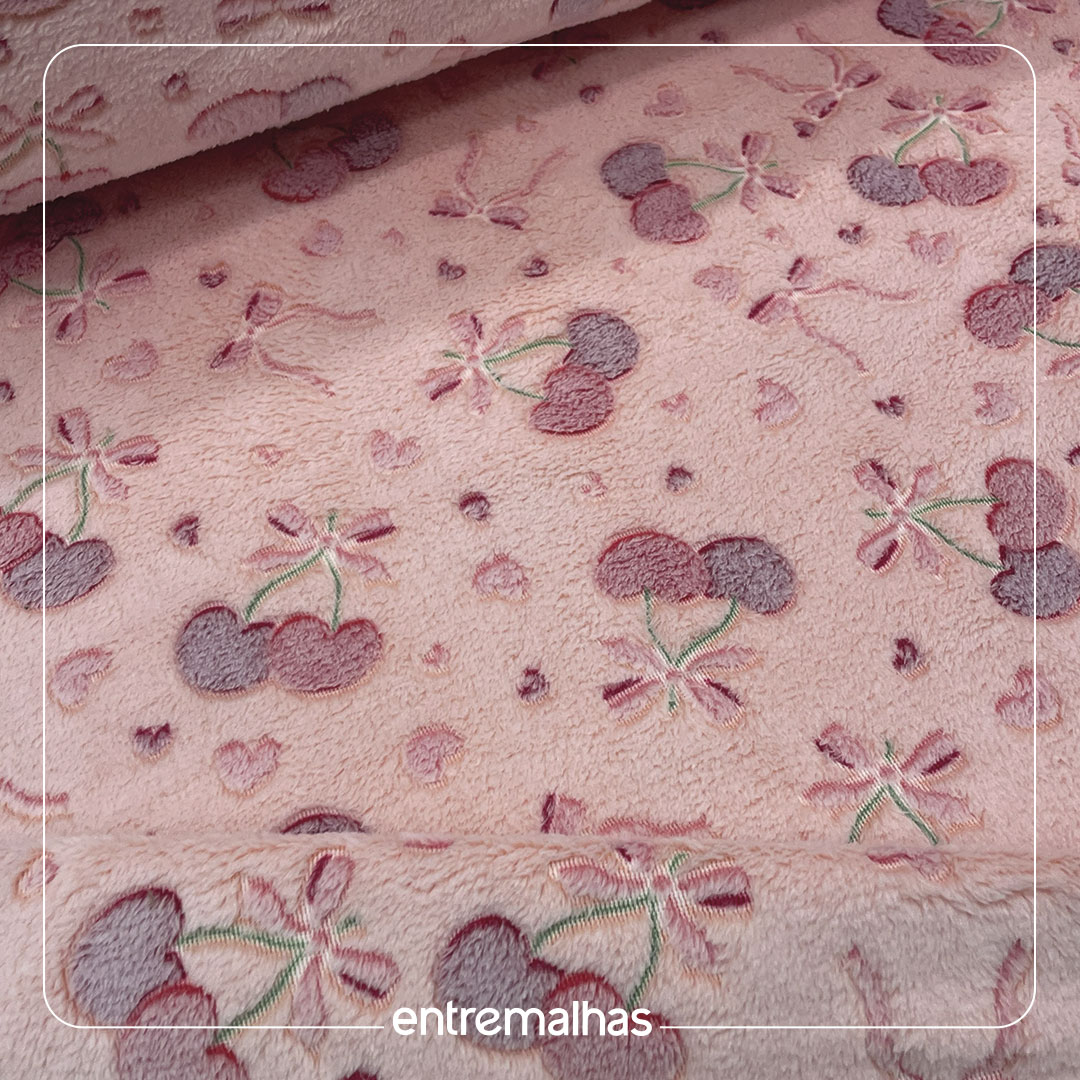 Malha Fleece 3D Estampado - Rosa Ref.:330145