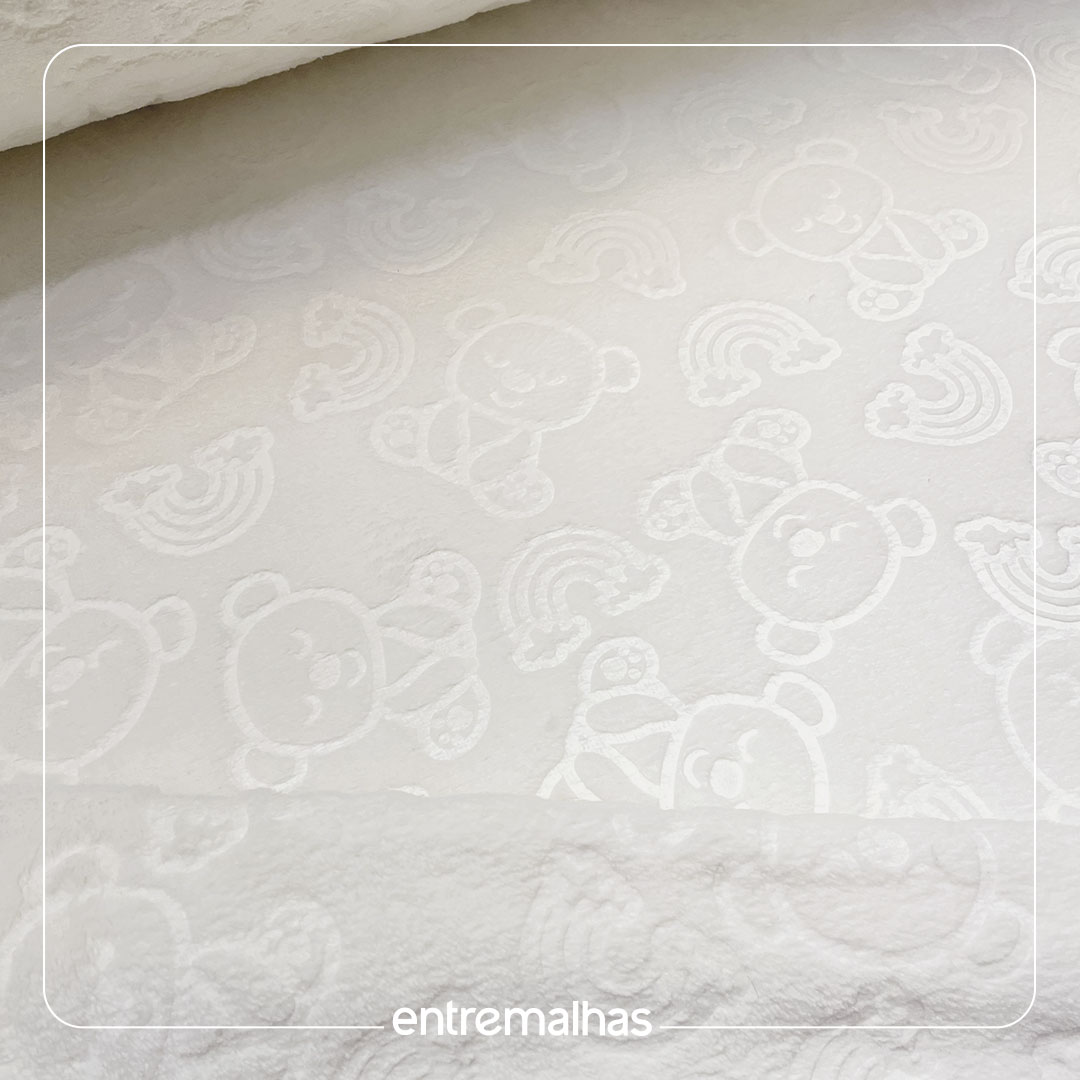 Malha Fleece 3D Estampado - Branco Ref.:330145
