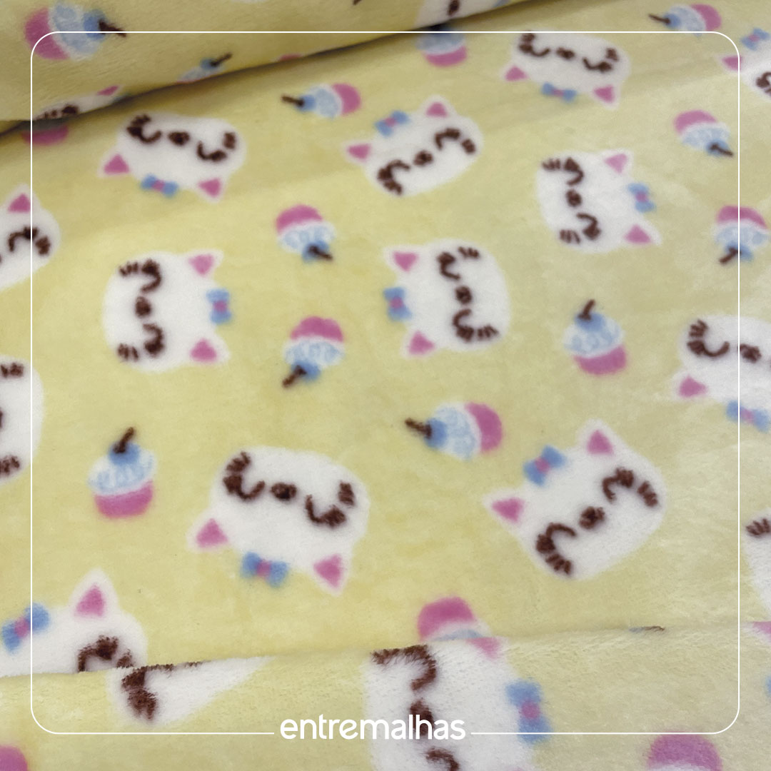 Malha Fleece Estampado - Amarelo Ref.:330098