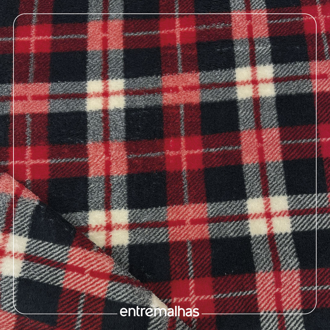 Malha Fleece Xadrez - Estampado Ref.:330199