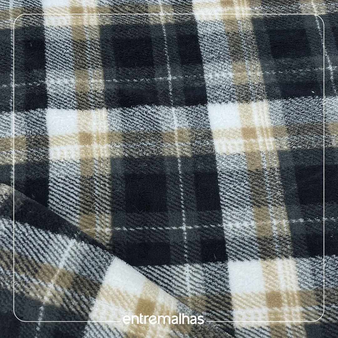 Malha Fleece Xadrez - Estampado Ref.:330199