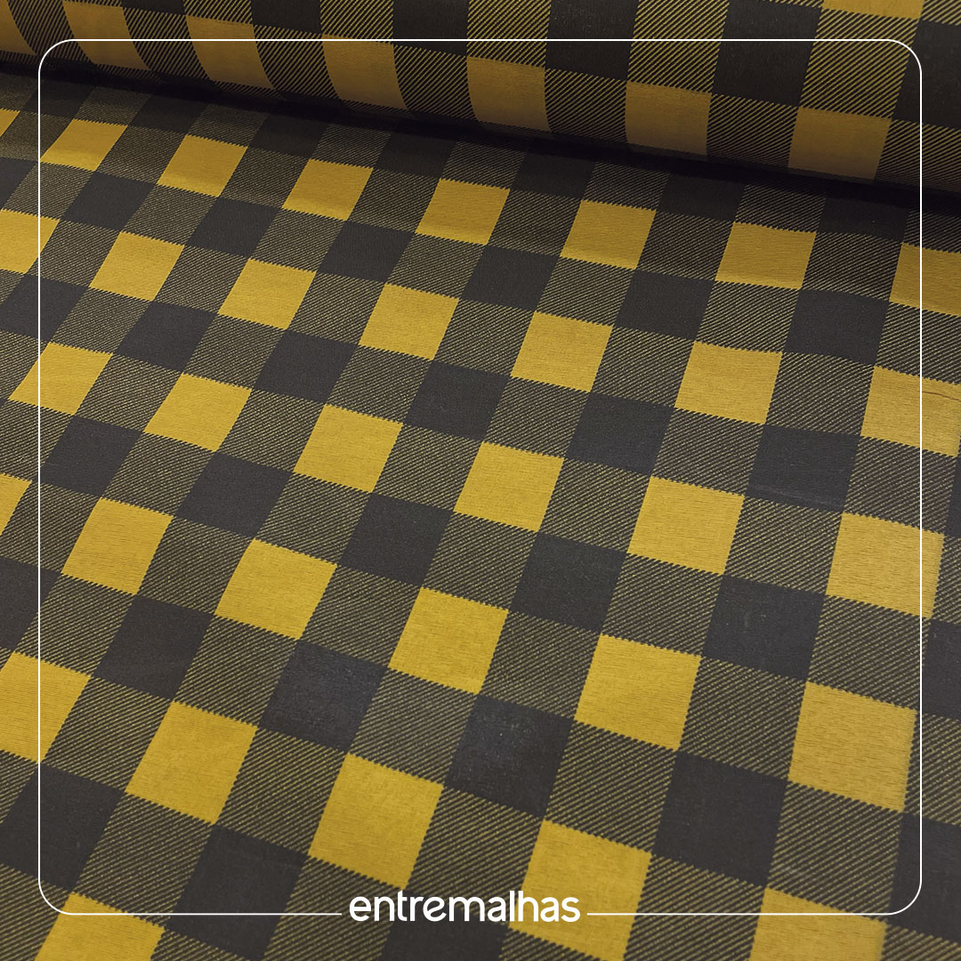 Tecido Chitão Flex - Xadrez Amarelo Ref.: 859750