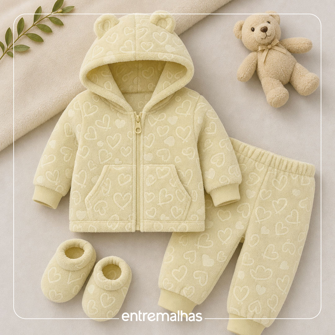 Malha Fleece 3D Estampado - Amarelo Ref.:330145