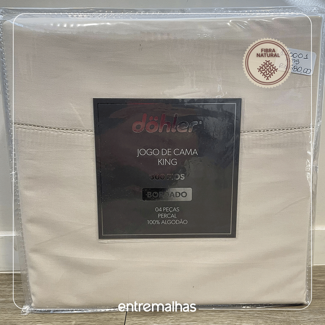 Jogo De Cama King 300 Fios  - Bege Ref.: 120001