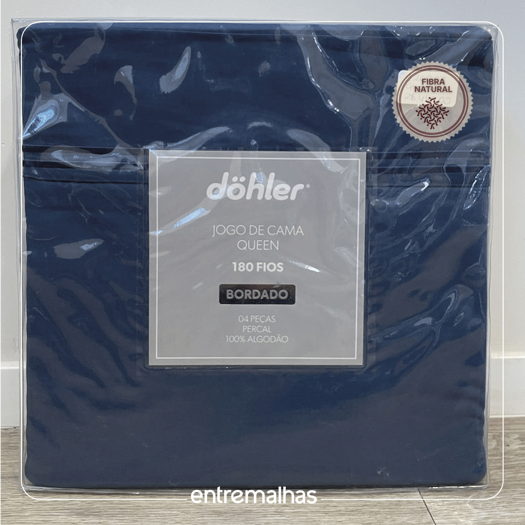 Jogo De Cama Queen 180 Fios - Azul Ref.: 120003