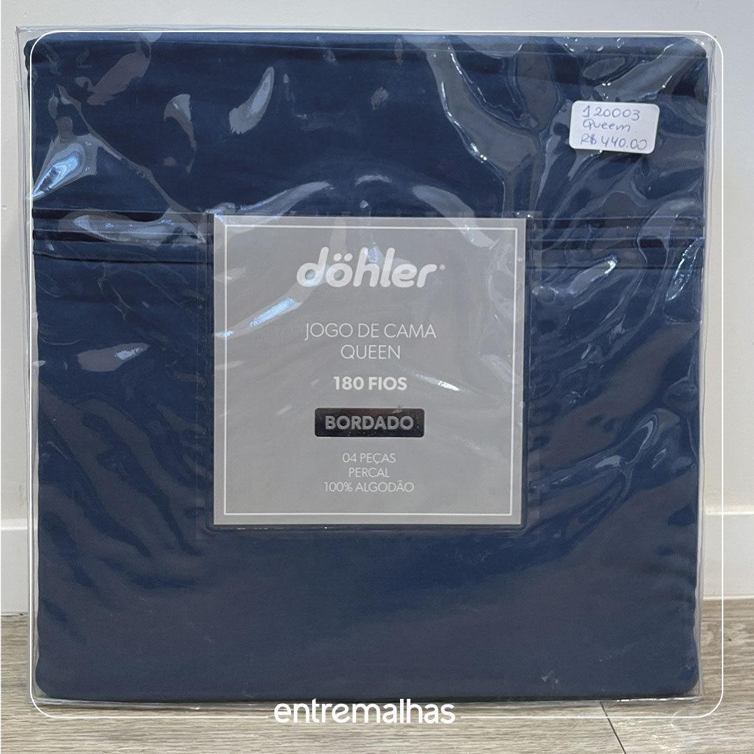 Jogo De Cama Queen 180 Fios - Azul Ref.: 120003