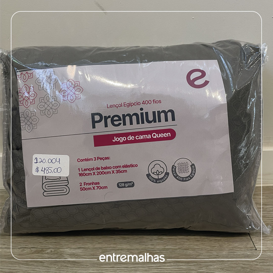 Jogo De Cama Queen 400 Fios - Cinza Ref.: 120004