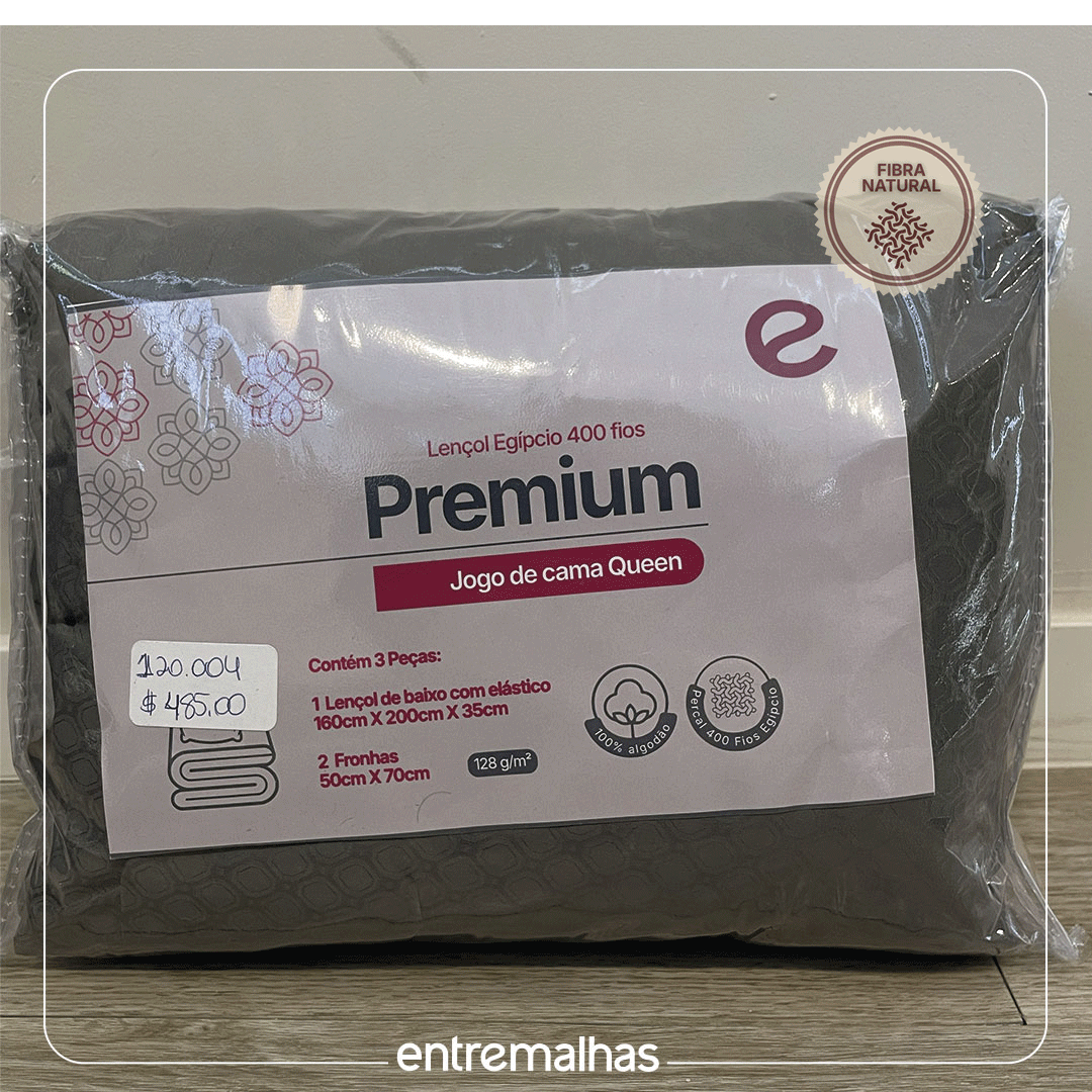 Jogo De Cama Queen 400 Fios - Cinza Ref.: 120004