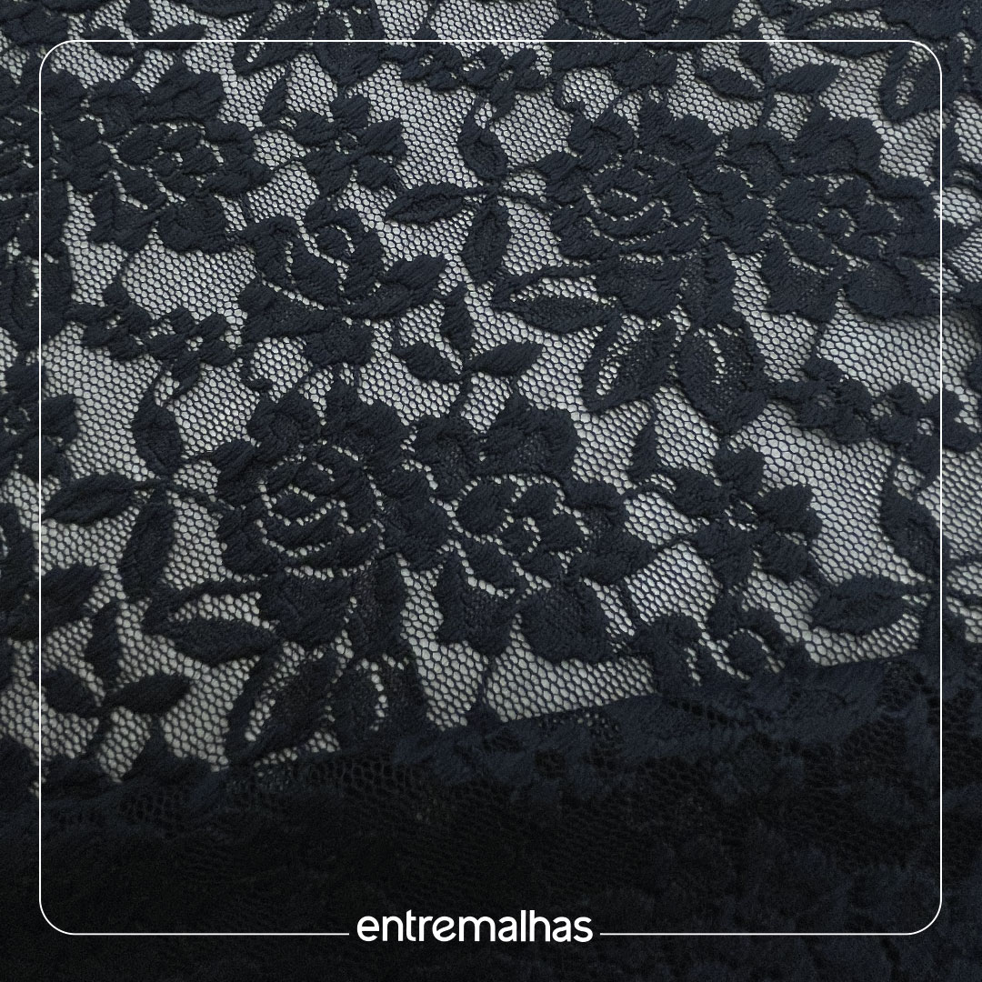 Tecido Renda Lace - Preto Ref.: 814020