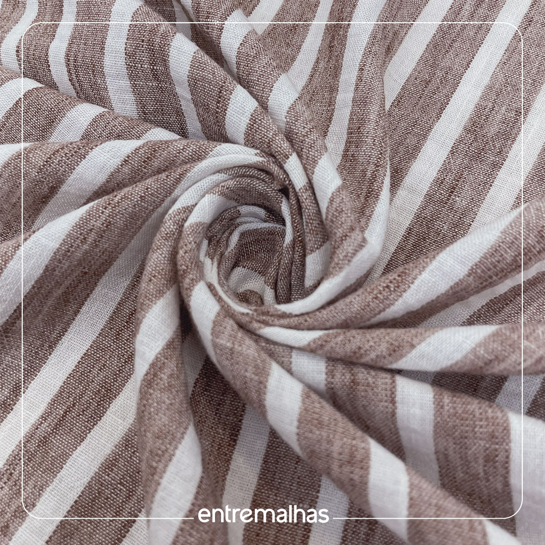 Tecido Linen Stripe Maldivas - Marrom Ref.:860027