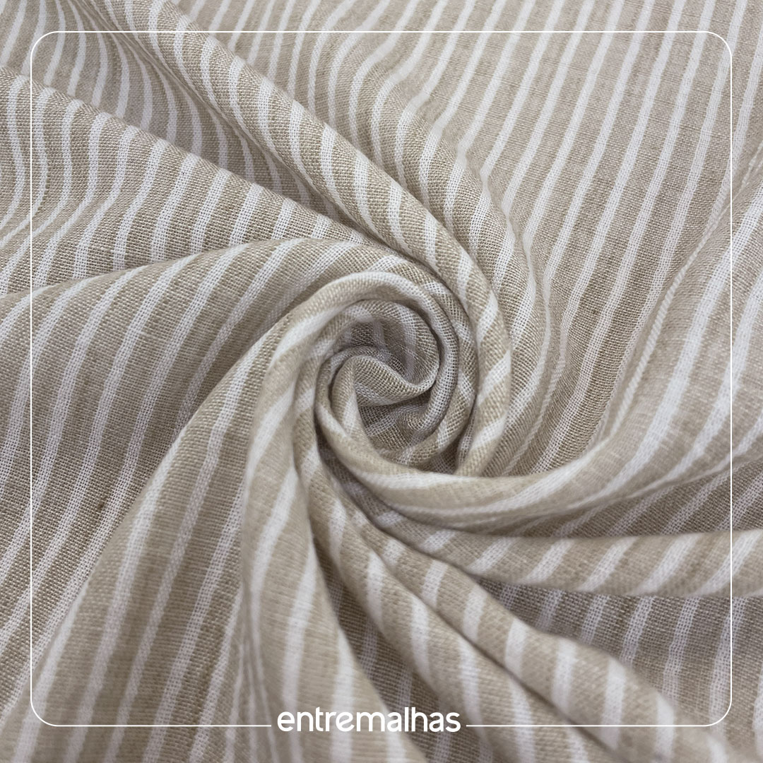 Tecido Linen Stripe Maldivas - Bege Ref.:860027