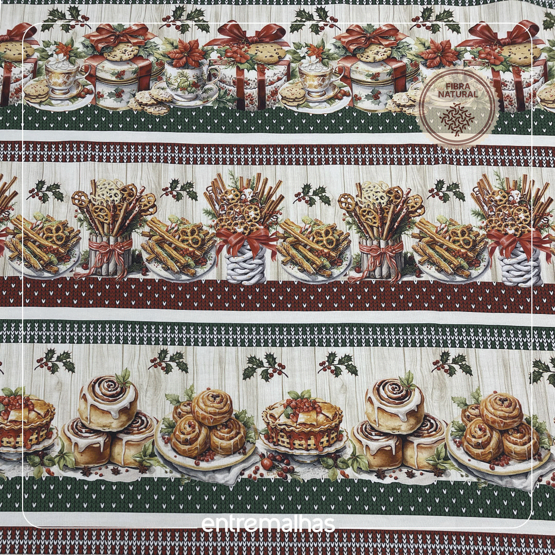 Tecido Natal Barrado Fabricart - Estampado Ref.:860079