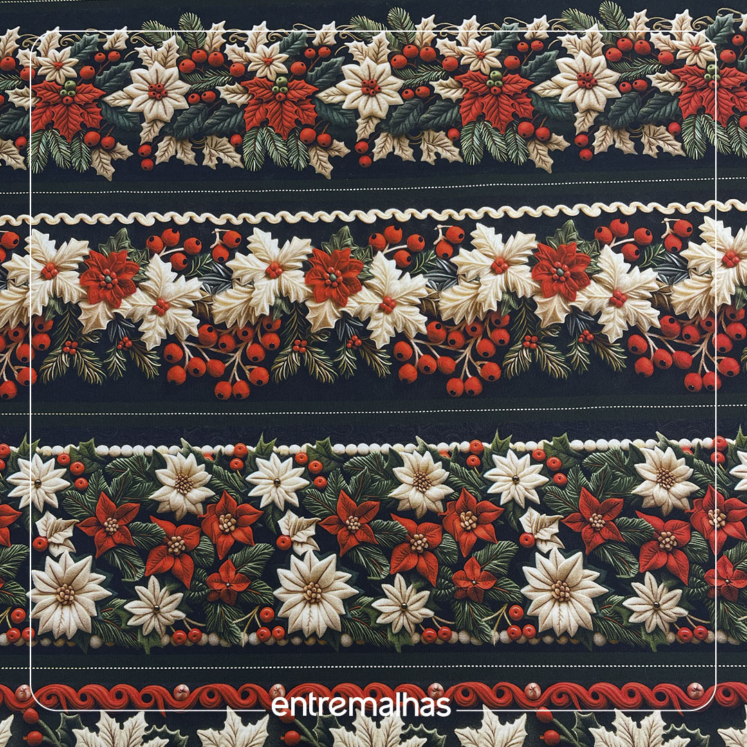 Tecido Natal Barrado Fabricart - Estampado Ref.:860079