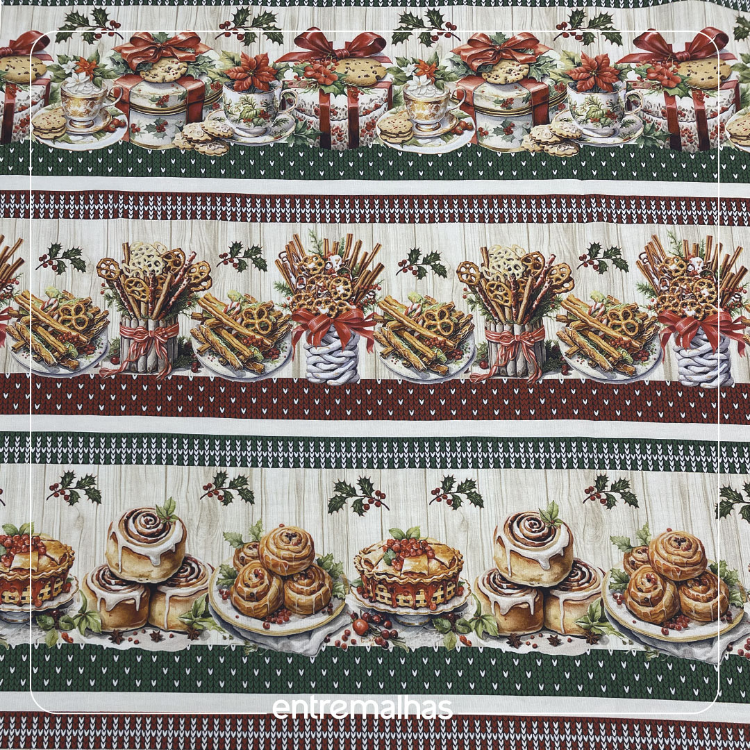 Tecido Natal Barrado Fabricart - Estampado Ref.:860079