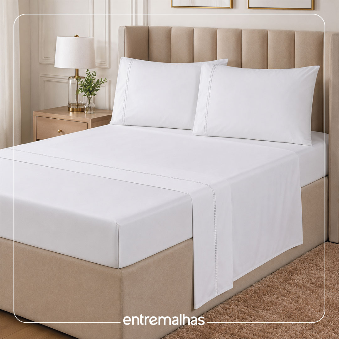 Jogo De Cama King 300 Fios  - Branco Ref.: 120001