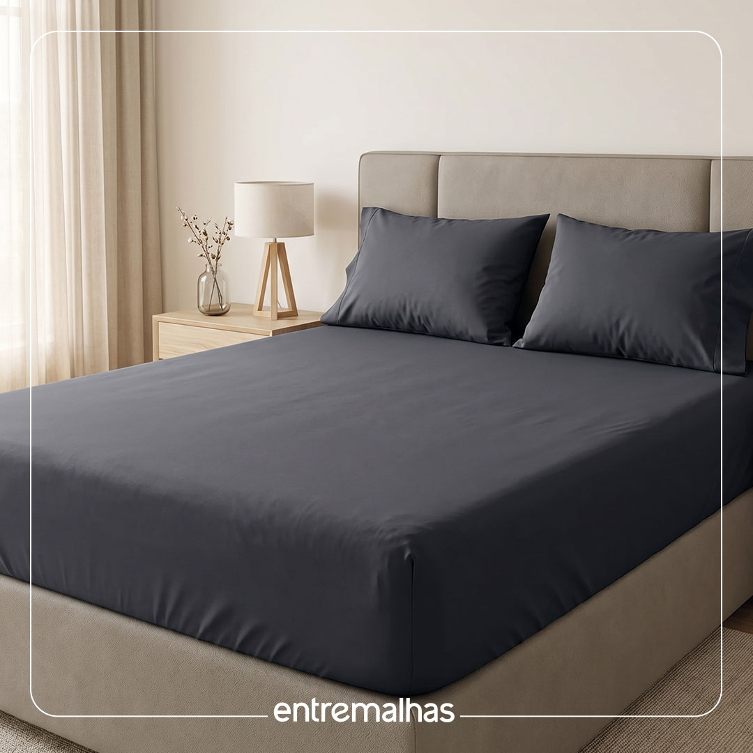 Jogo De Cama Queen 400 Fios - Cinza Ref.: 120004