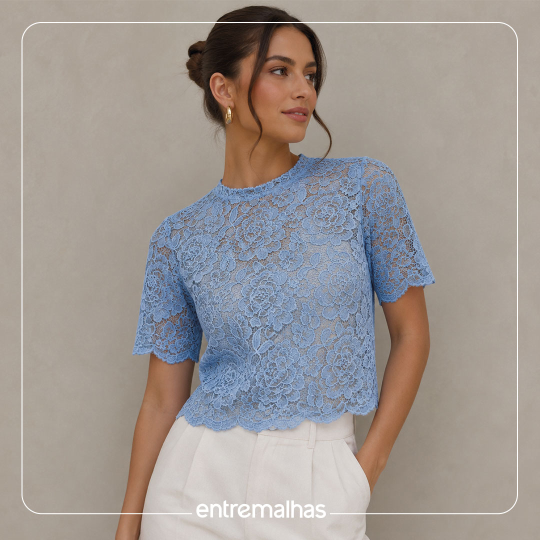 Tecido Renda Chanel - Azul Ref.: 814206