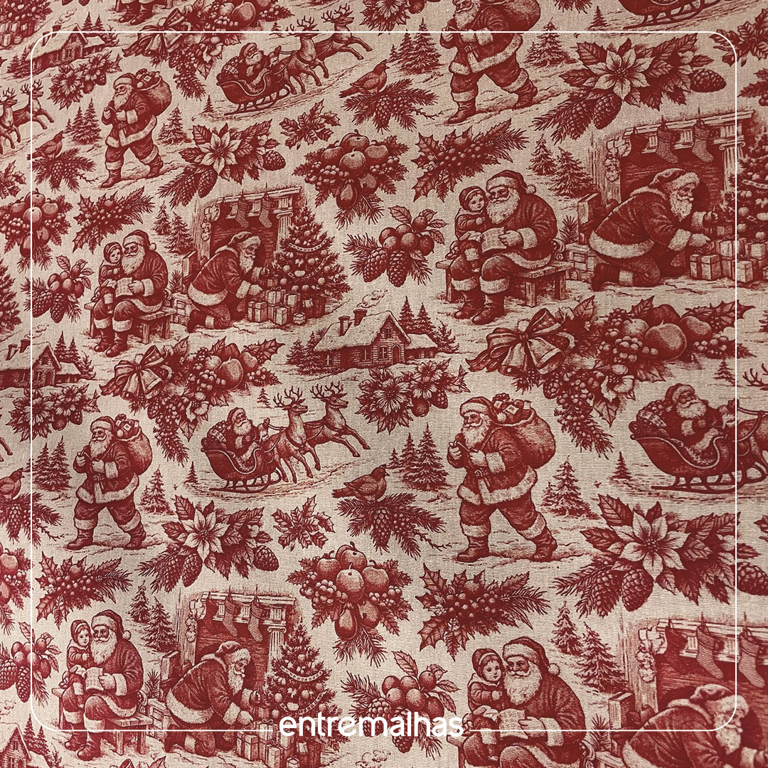 Tecido Tricoline Estampado - Natal Ref.:858324