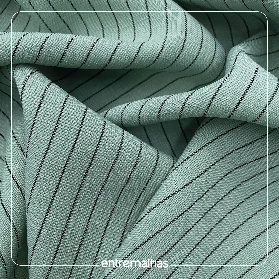 Tecido Linen Risca De Giz - Verde Ref.: 859890