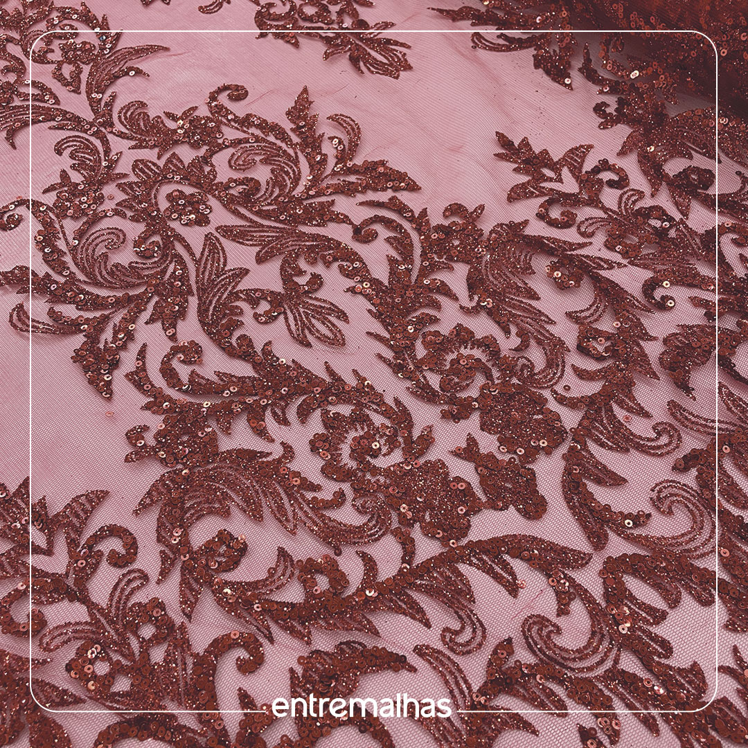 Tecido Tule Glitter/ Paete - Vermelho Ref.: 860088