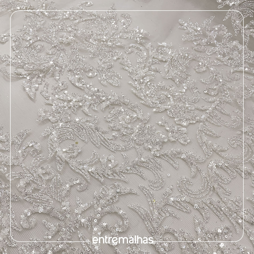 Tecido Tule Glitter/ Paete - Branco Ref.: 860088