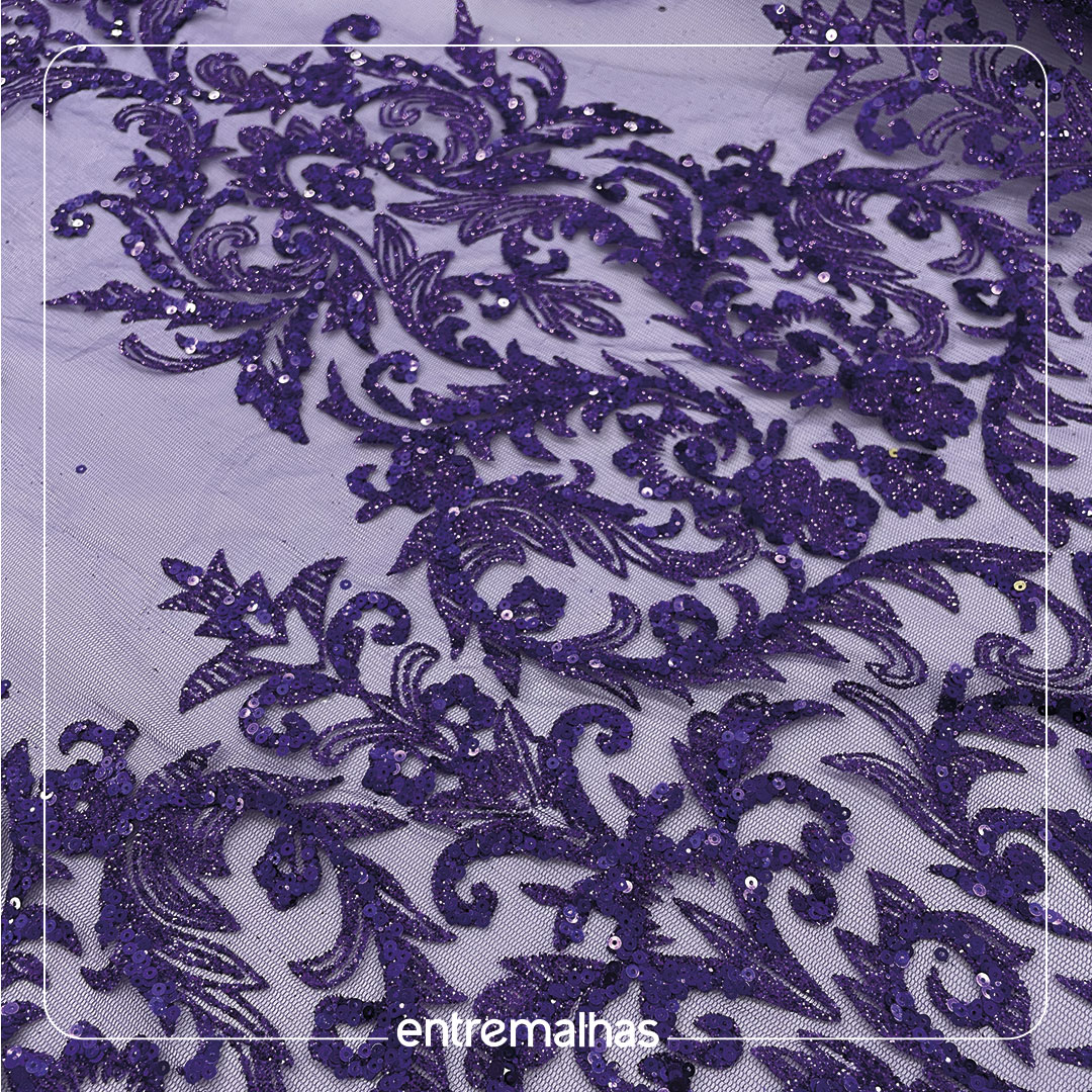 Tecido Tule Glitter/ Paete - Roxo Ref.: 860088