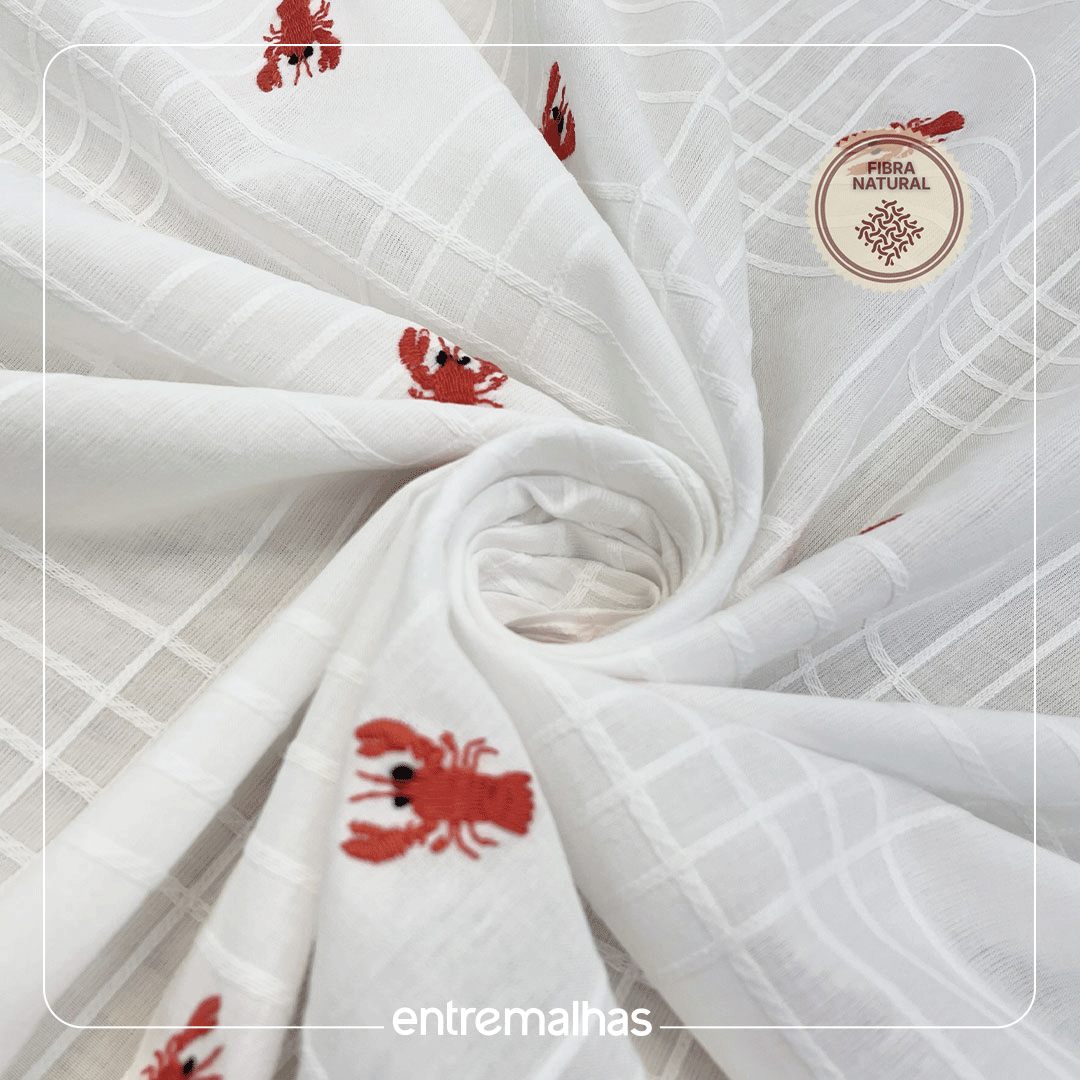Tecido Cotton Jacquard Lobster - Branco Ref.:860097