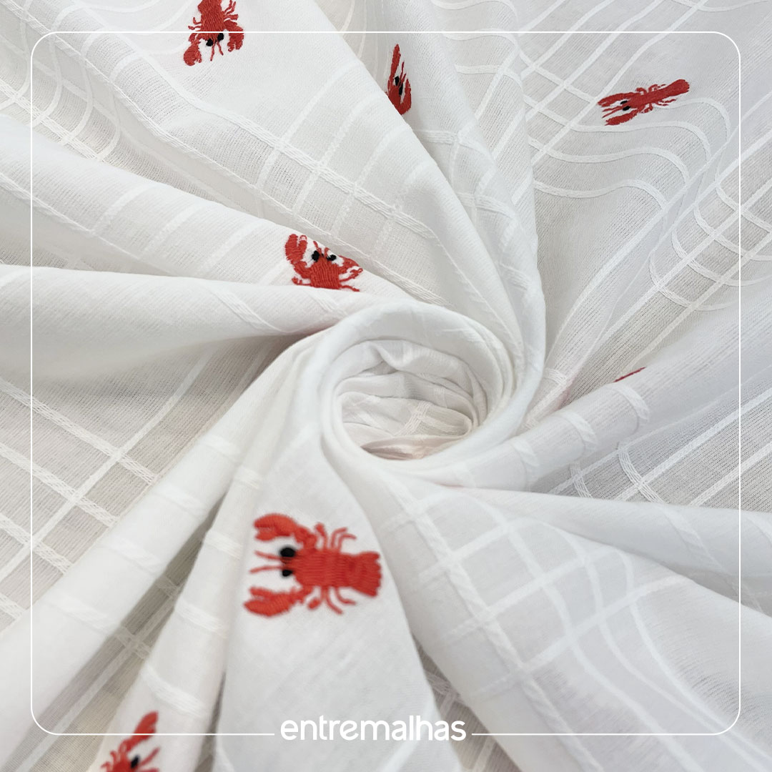 Tecido Cotton Jacquard Lobster - Branco Ref.:860097