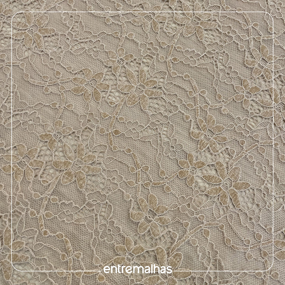 Tecido Renda Chenille - Bege Ref.: 814276