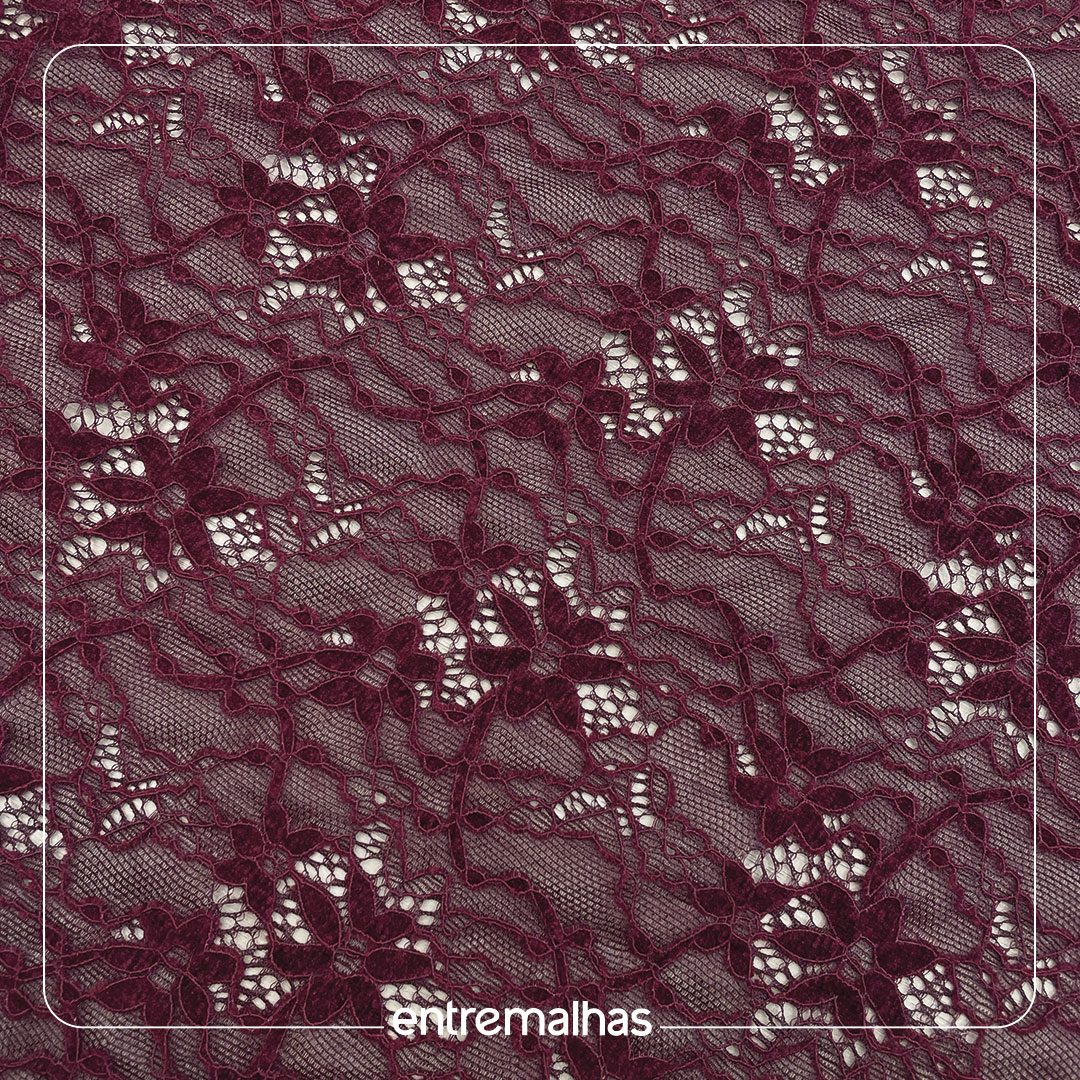Tecido Renda Chenille - Marsala Ref.: 814276
