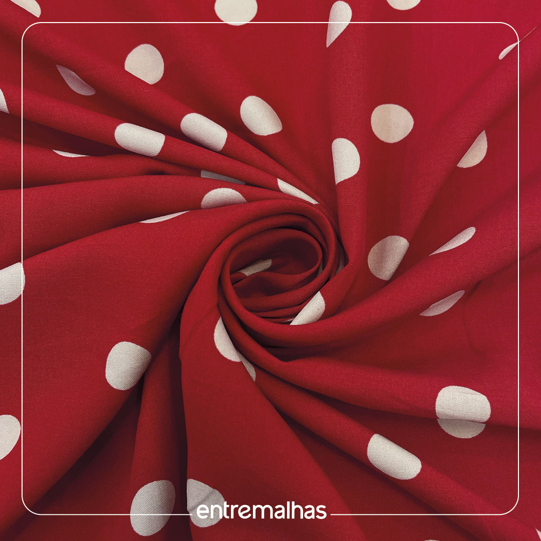 Tecido Viscose Estampada - Vermelho Ref.:859317