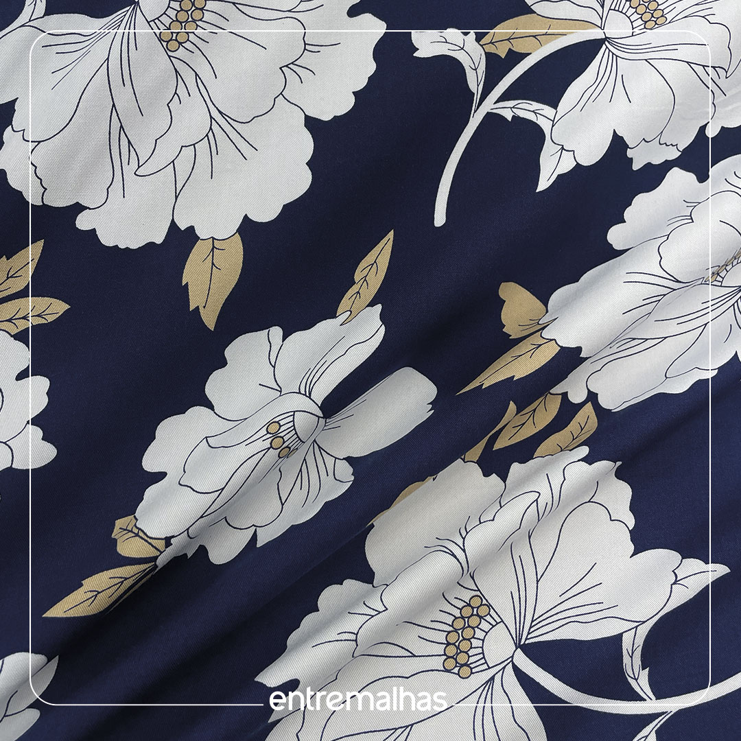 Tecido Rayon Twill Estampado - Azul Ref.: 859782