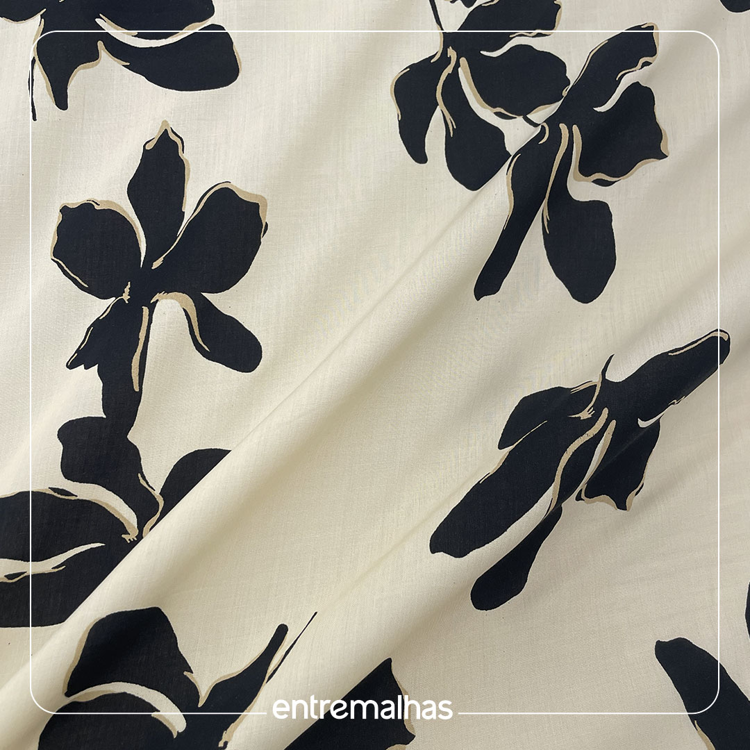 Tecido Rayon Twill Estampado - Bege
