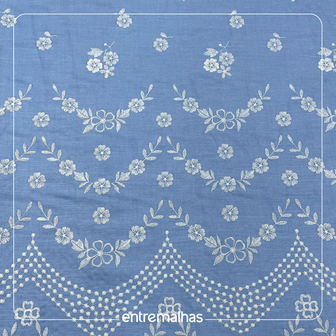 Tecido Denim Bordado Gerlande - Azul Ref.:860090