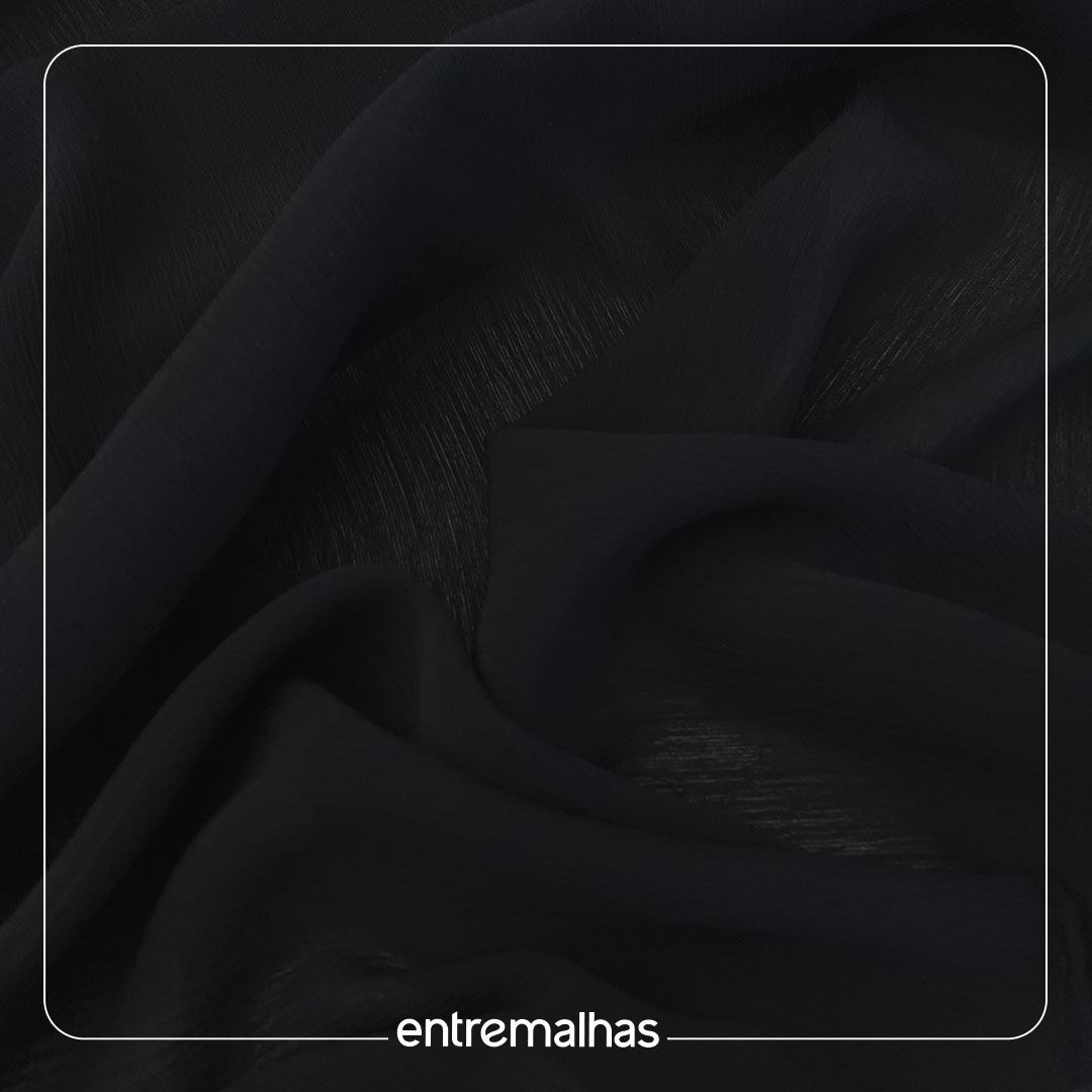 Tecido Bamboo Crinckle - Preto Ref.:860095